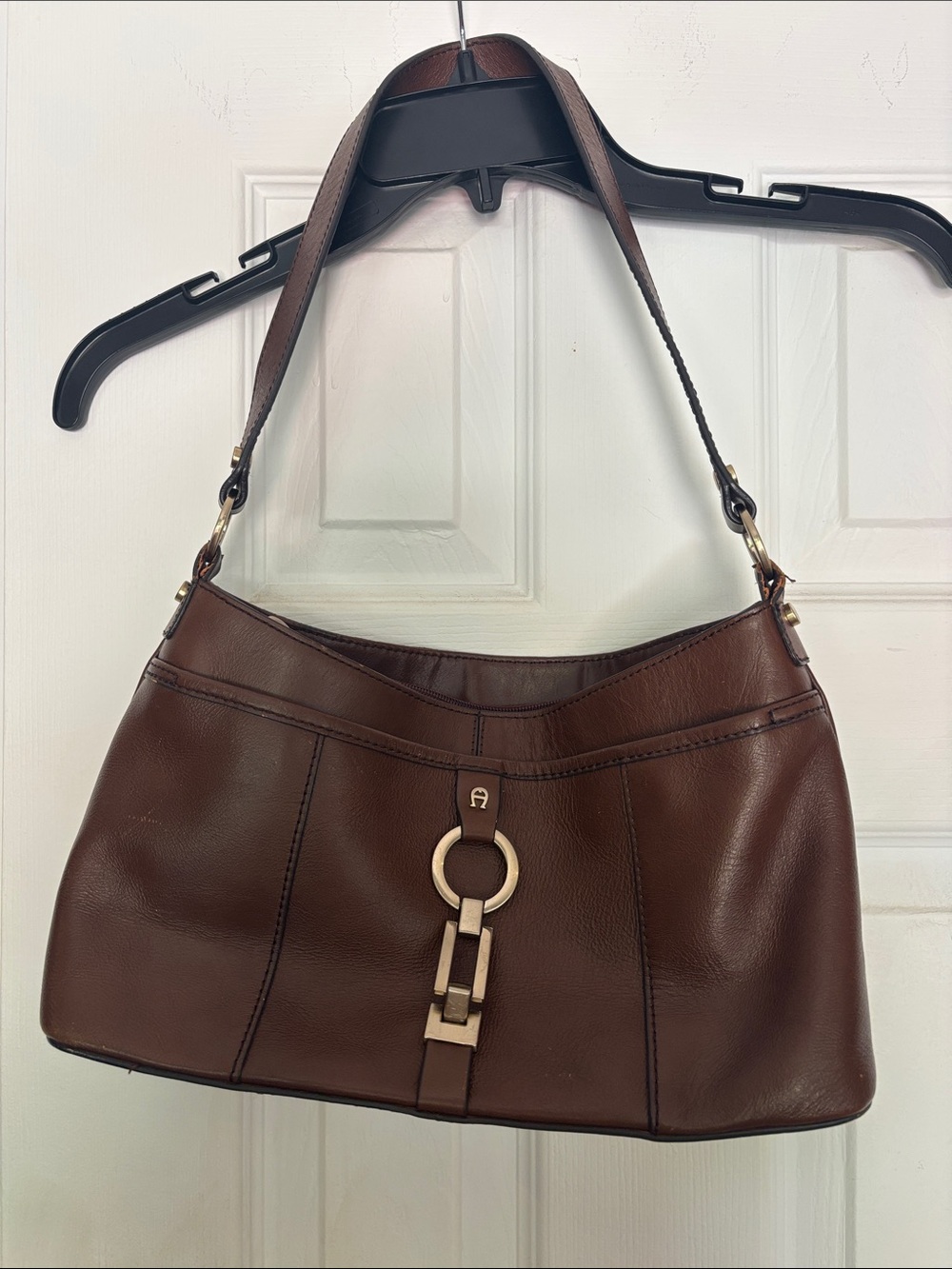 Etienne Aigner Vintage Brown Baguette Shoulder Bag